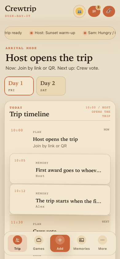 Crewtrip group trip app screenshot