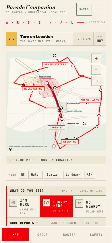 Parade Companion app route map screenshot